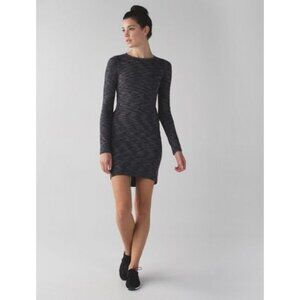 Lululemon &go Where-To Long Sleeve Dress Heathered Black Size 8 Reflective